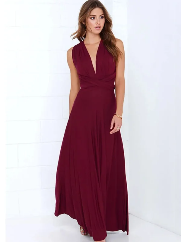 Sexy Women Multiway Wrap Convertible Boho Maxi Club Red Dress | Bandage Long Dress for Party & Bridesmaids - Image 5